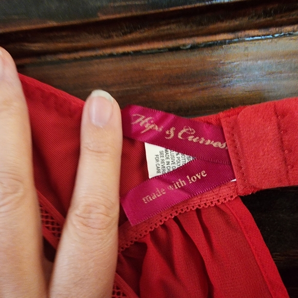 HIPS & CURVES Red Strappy Lace Cup Chemise 2X - NWOT - Picture 4 of 5